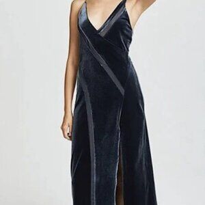 Free People Navy Velvet Midi Dress